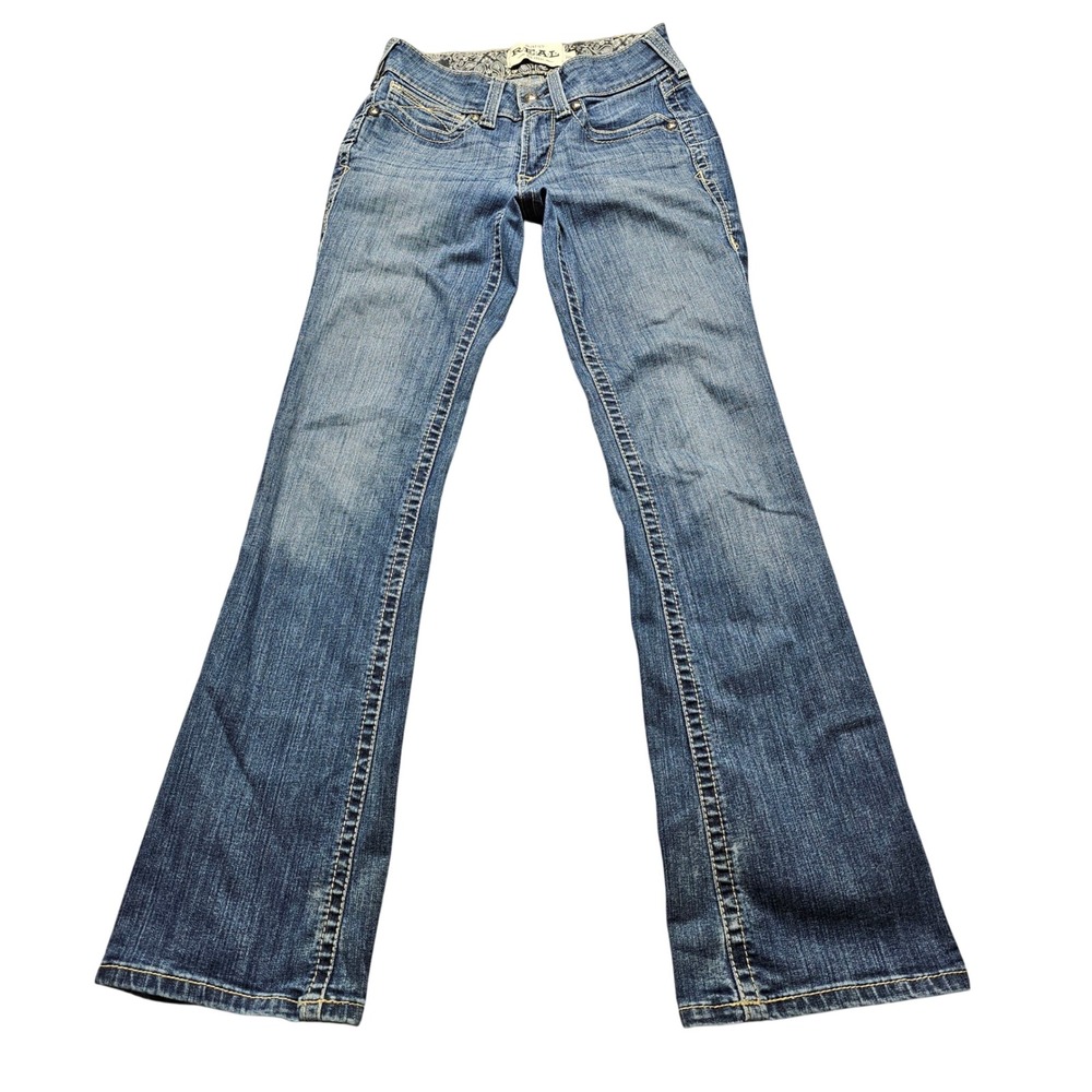 Ariat REAL Denim Womens 26R Bootcut Jeans Medium Wash‎ Embroidered RN 105037